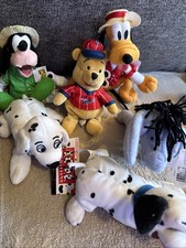 VTG Lot Of 6 Disney Bean Bag Plush 2 Dalmations Goofy Pluto Eeyore  Mouseketoys