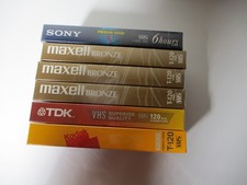LOT OF 6 NEW SEALED BLANK VHS TAPES T-120 TDK KODAK MAXELL SONY