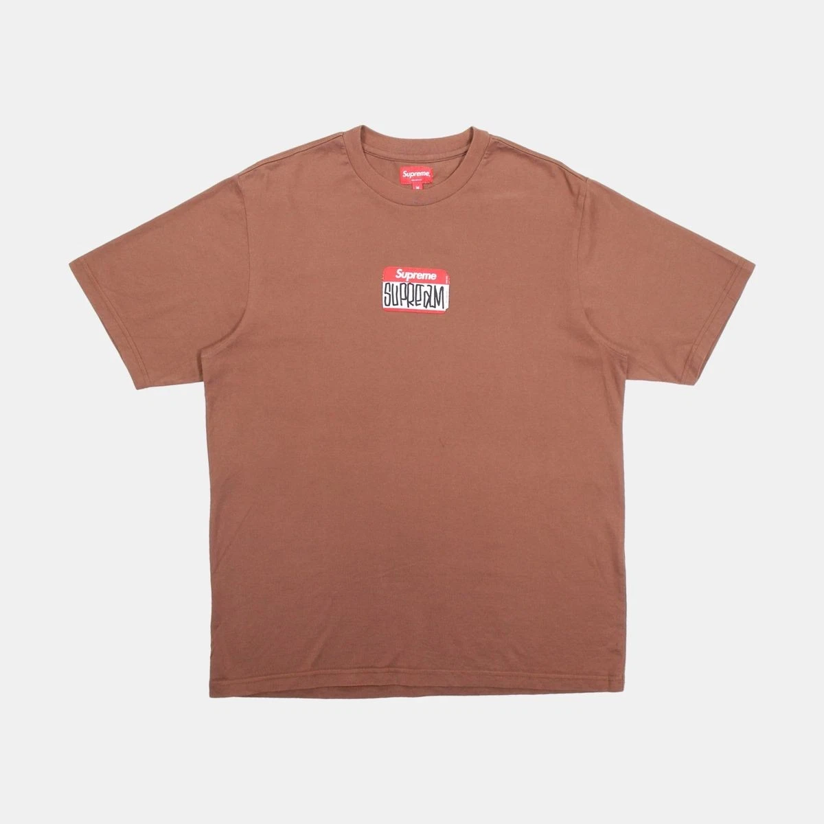 T shirt Supreme Nametag / Taille M / Homme / Marron / Coton