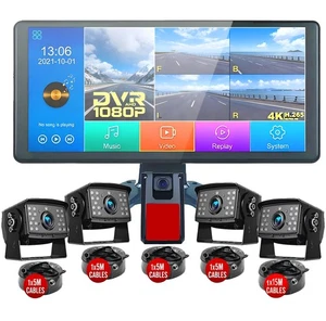 Panorama 10.36" moniteur 5 CH DVR Caméra de secours pour camion Semi Box Bus RV Inverser