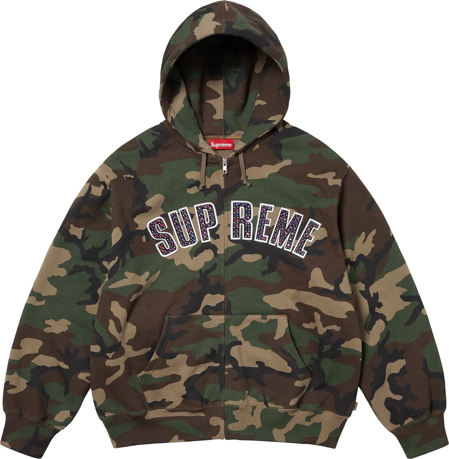 Fermeture éclair à capuche Supreme BB SIMON. SS25 semaine 10.(camo) taille L,en main