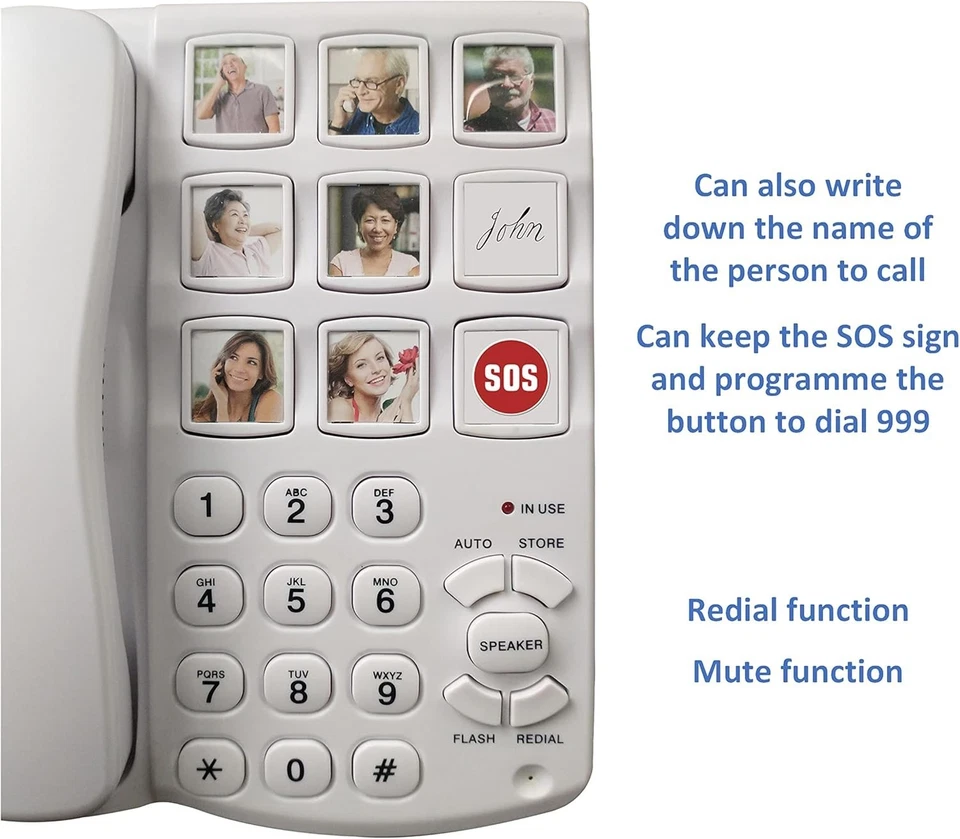 Memo24 Big Button and Picture Corded Landline Phone for the Elderly - Image 2 of 4
