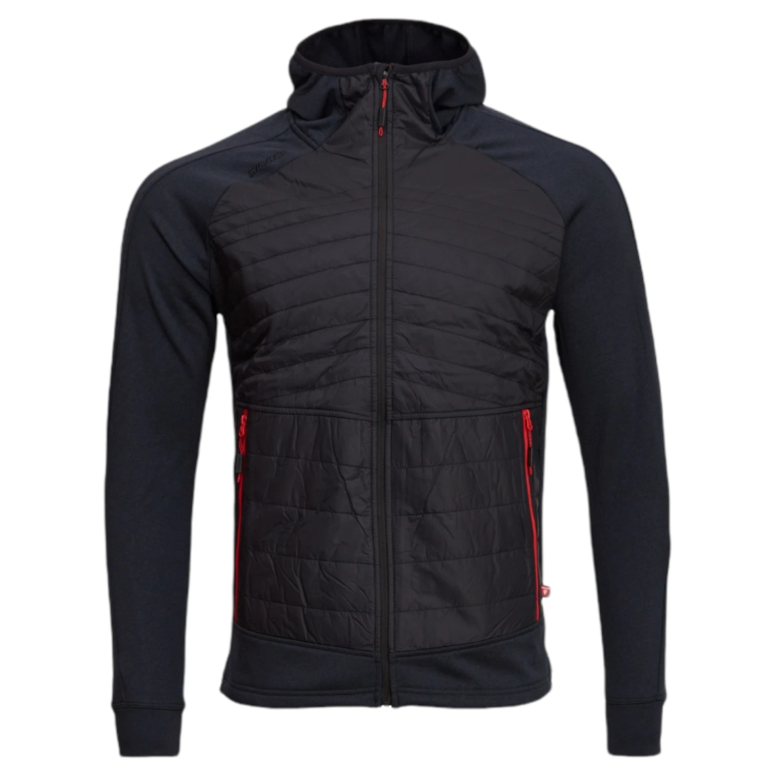 Silvini Men DIRILO Light Puffer Jacket 2XL Black Red Hooded Down Insulated Nylon