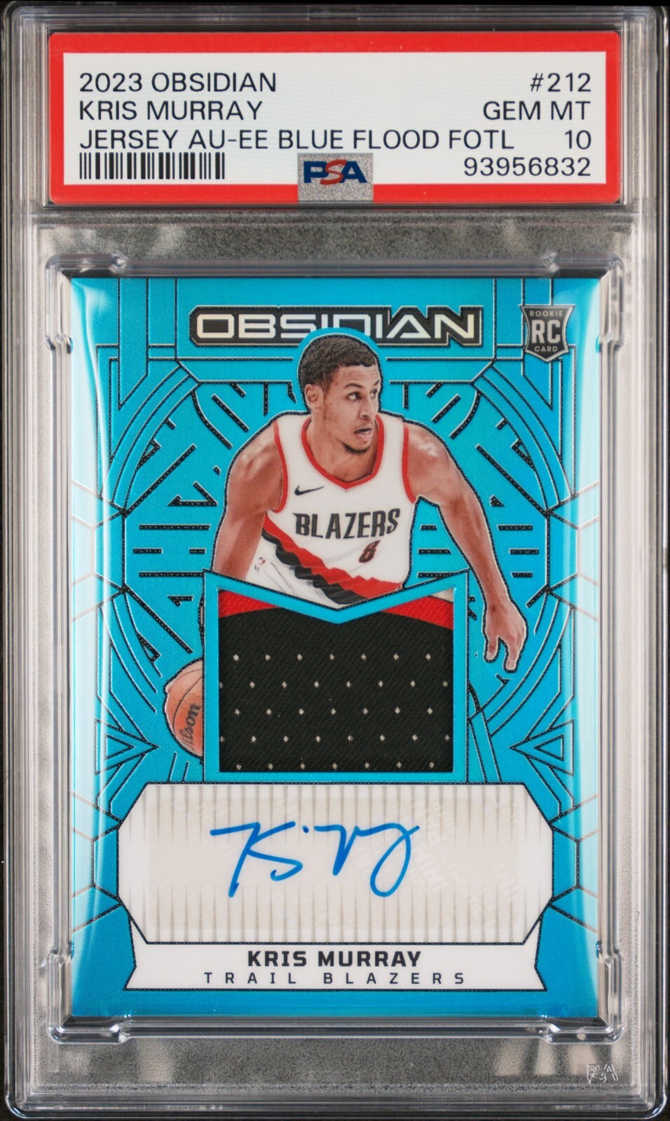 Kris Murray RPA Rookie Patch Auto GEM MT PSA 10 Obsidian Blue Flood FOTL /16