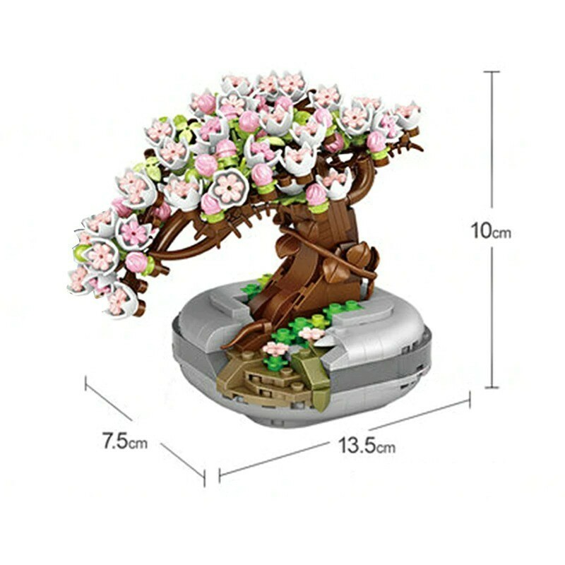 1661 Eternal Flower Sakura Cherry Tree Pot Plant 3D Mini Blocks