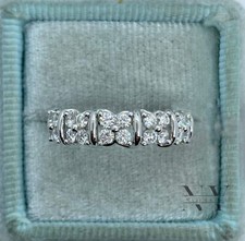 Solid 14K White Gold Moissanite Eternity Wedding Band Excellent Round Cut 1 CT