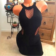 B.Darlin Black Sleeveless Sheer Lace Insets Cocktail Party Dress Sz  3/4 NWOT!