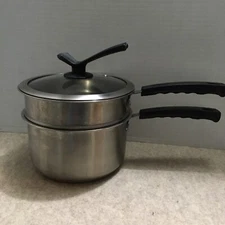 2 Quart Double Boiler Pan 3 Piece Stainless Steel SUS304 Vented Lid