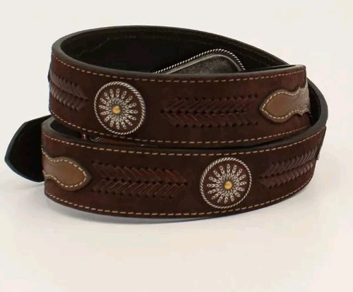 A1038802 Ariat Men's Round Concho Brown Belt NEW Sun Burst Medallion Belt Sz 46 - Picture 3 of 5