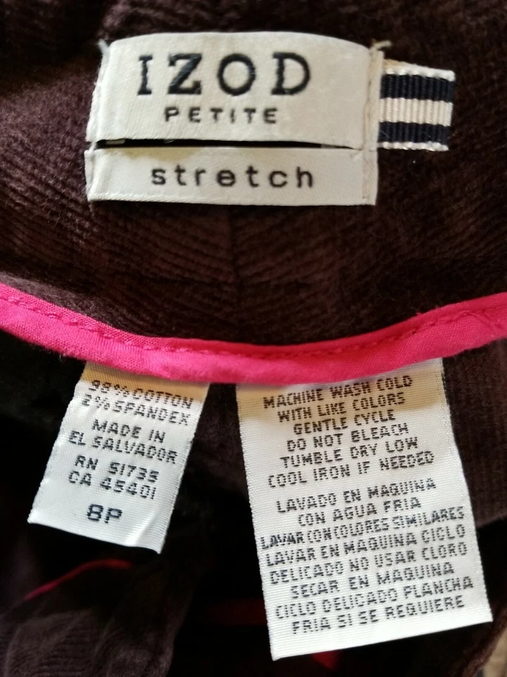 Izod женщин 8P вельветовое платье работы брюки сливы эластичной карманы мягкий комфорт - Изображение 2 из 4