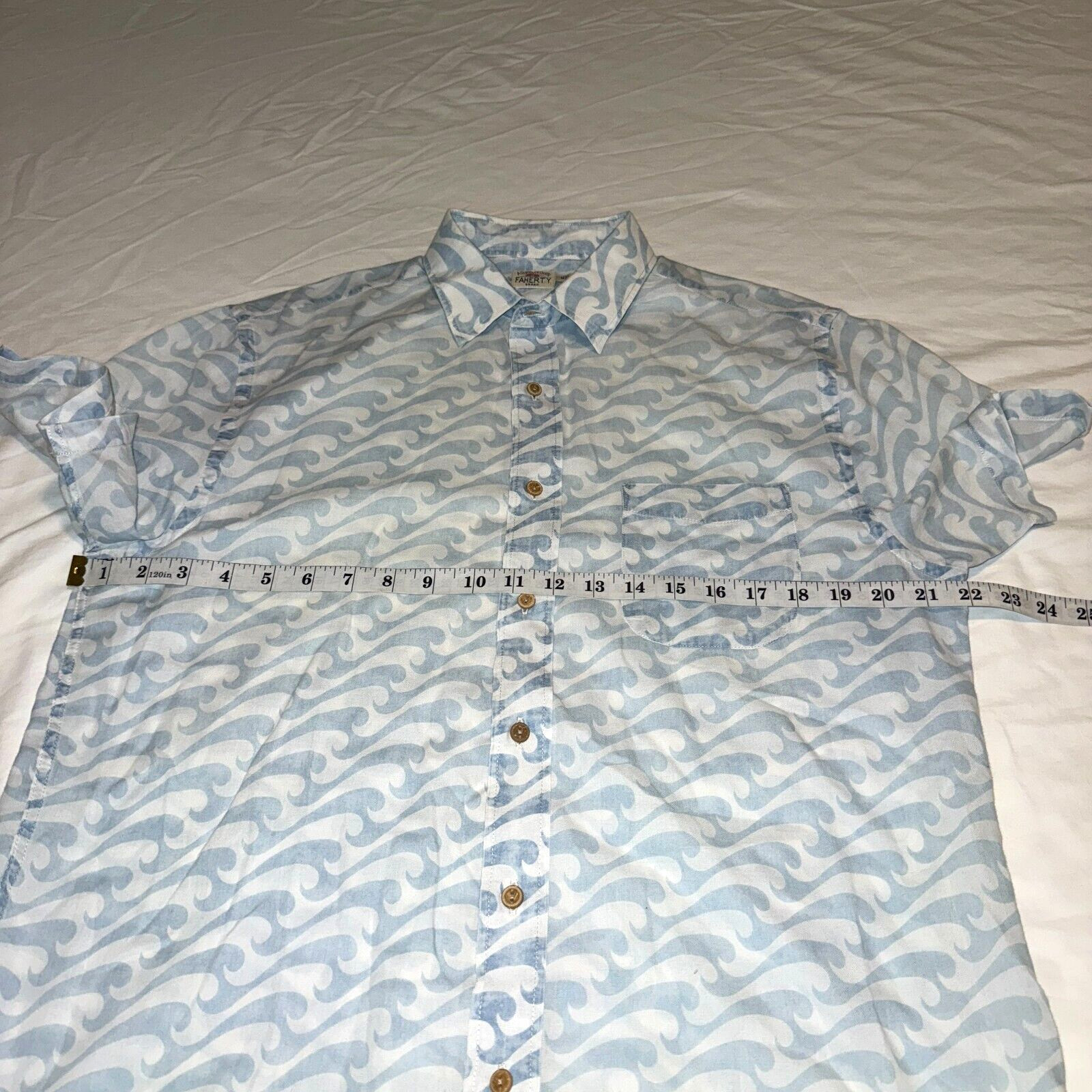 Faherty Shirt Button Up Lightweight Wave Pattern … - image 6