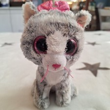 2017 Ty Beanie Boos Ty Silk Kiki Gray Striped Cat 6" Plush Stuffed Animal