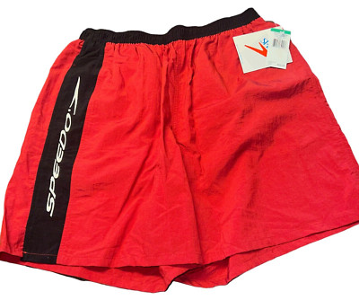 SPEEDO Sport System Sty #733211 Red Swim Trunks Sz Large Men Draw