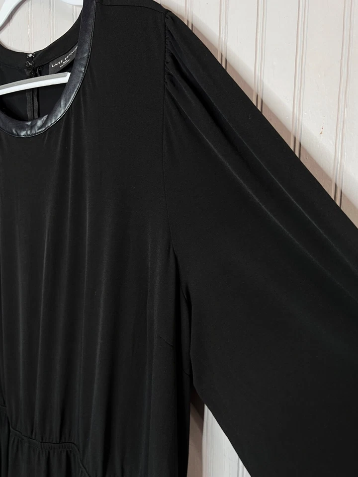 Macacão Lane Bryant Feminino 30 32 Preto Elegância Couro Vegano Bolsos com Zíper Novo sem etiquetas - Imagem 4 de 4