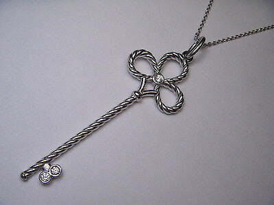 Beautiful Estate 14K White Gold Diamond Club Key Pendant Slide - Picture 2 of 2