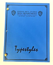 Typestyles Guide Warner Bros. Sign Department- Vintage Fonts Great Condition