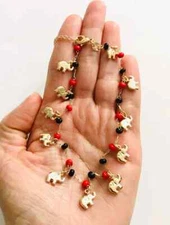 18K GOLD FILLED ELEPHANT ANKLET 10", GOOD LUCK / TOBILLERA  DE ELEFANTES - A54