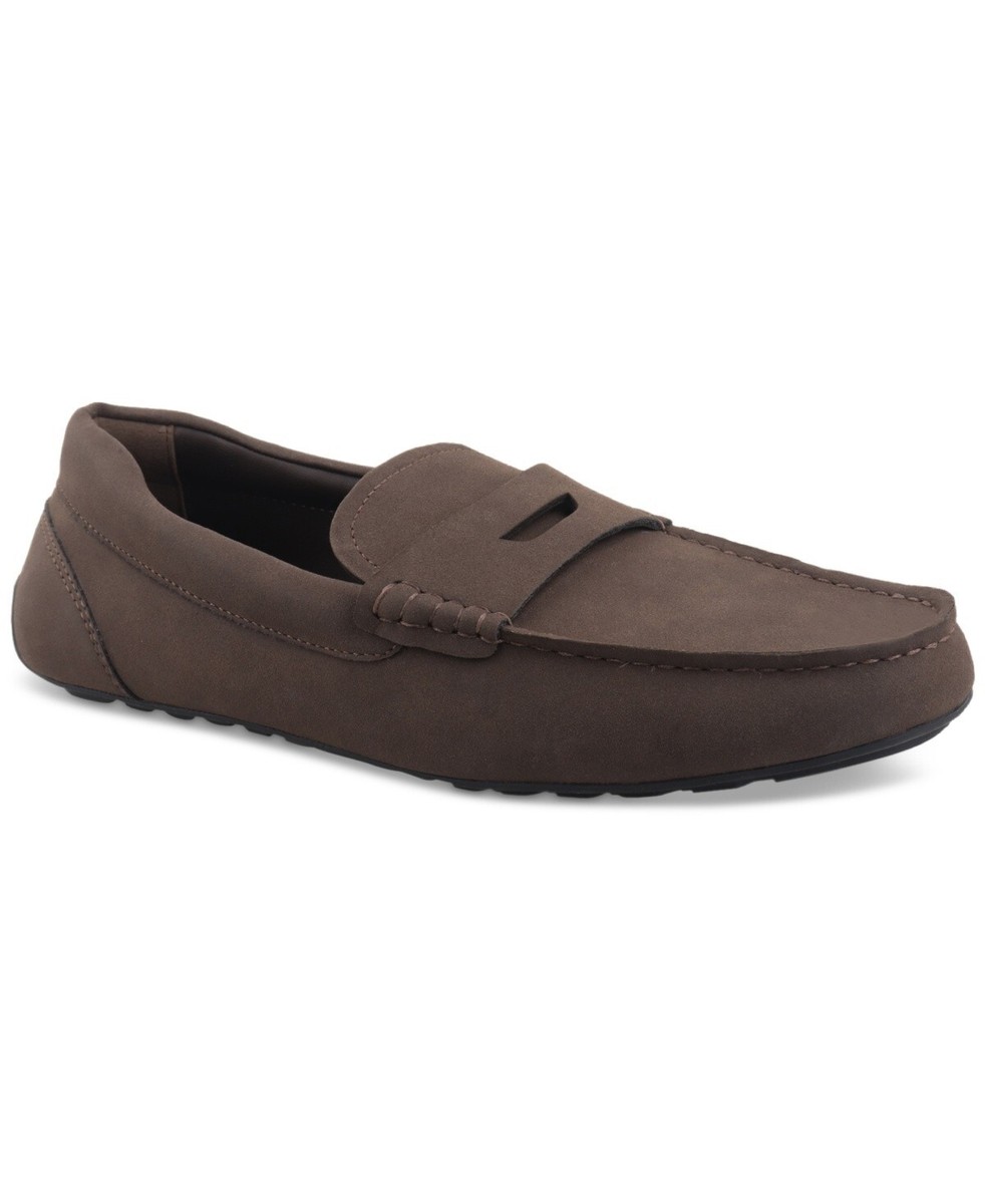 Alfani Marco Mens Slip on Penny Loafer Driver Brown Faux  display picture 2