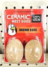 Happy Hen Ceramic Nest Chicken Eggs Brown Encourage Laying & Reduce Pecking