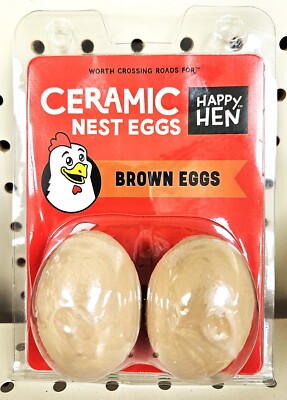 Happy Hen Ceramic Nest Chicken Eggs Brown Encourage Laying & Reduce Pecking