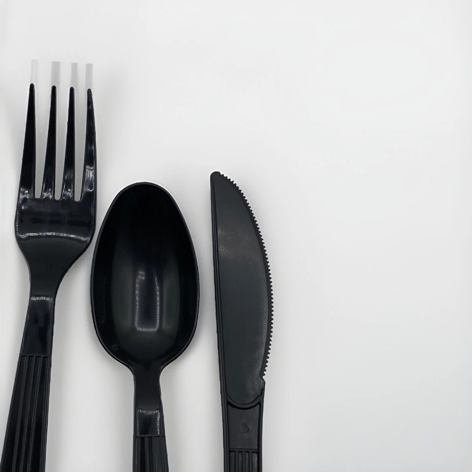 Wrapped Cutlery Black Kit Spoon, Fork, Knife And Napkins [250 Units Sets] - Image 2 of 4