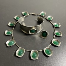 Schmuckset Pewter Jorgen Jensen Denmark 220 aus Zinn - Halskette, Ring, Armreif