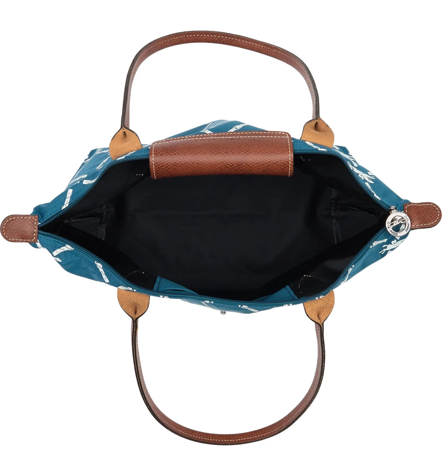 Borsa Longchamp Le Pliage Logo Stampa Cavallo Borsa Media Nylon ~ Nuova con scatola~ Pavone