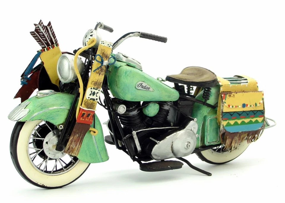 Indian Vintage Harley Motorcycle Metal Diecast Desk Moto Model Toy Collectibles - Image 2 of 4
