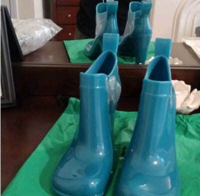 BOTTEGA VENETA 890$ 'SHINE' Rubber Ankle Boots - Blaster Blue | eBay