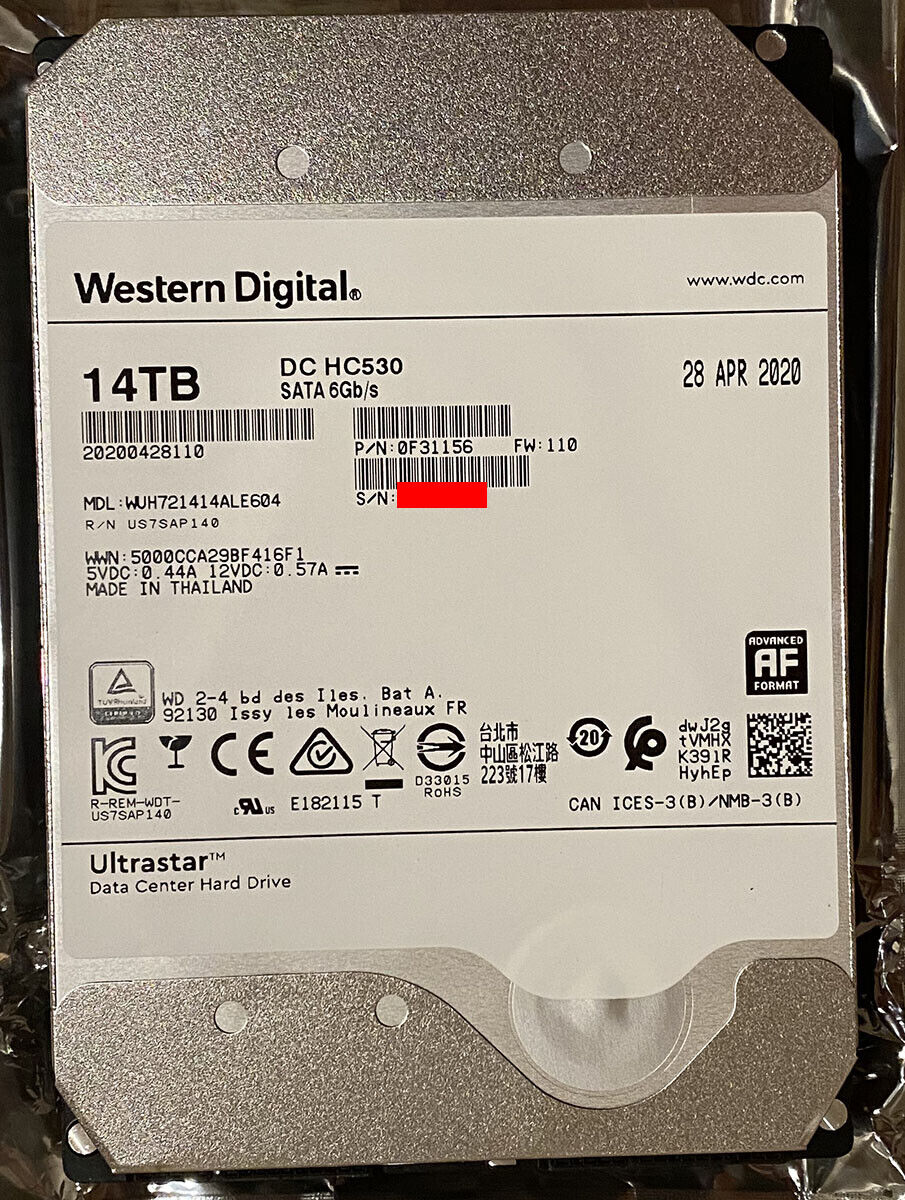 WD Western Digital Ultrastar DC HC530 14TB SATA 6Gb/s HDD WD Western Digital Ultrastar DC HC530 14TB SATA 6Gb/s HDD
