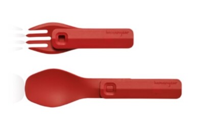 Campingbesteck humangear GoBites Click, rot - neue Gabel-Löffel-Kombination