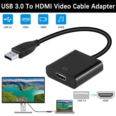 HD 1080P USB 3.0 to HDMI Video Cable Adapter For PC Laptop HDTV LCD TV Converter