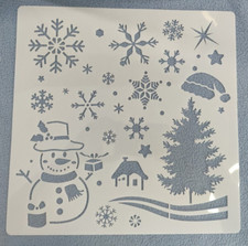 NEW SNOWMAN CHRISTMAS TREE STENCIL REUSABLE DURABLE PLASTIC SANTA HAT