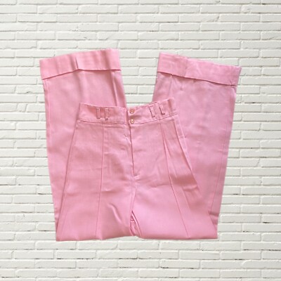 Vintage 70s Bell Bottom Pants Bubblegum Barbie Pink High Waist Wide Leg S