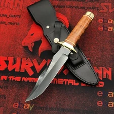 COLD STEEL SOG BOWIE KNIFE LEATHER STACKED HANDLE SOG BLACK KNIFE WITH SHEATH