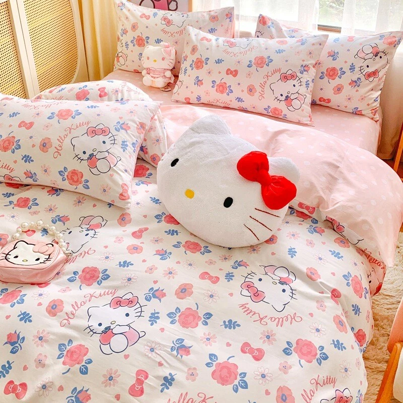 Funda de edredón/edredón/donna de lujo 100 % algodón Hello Kitty funda de almohada REINA Foto 3 de 4