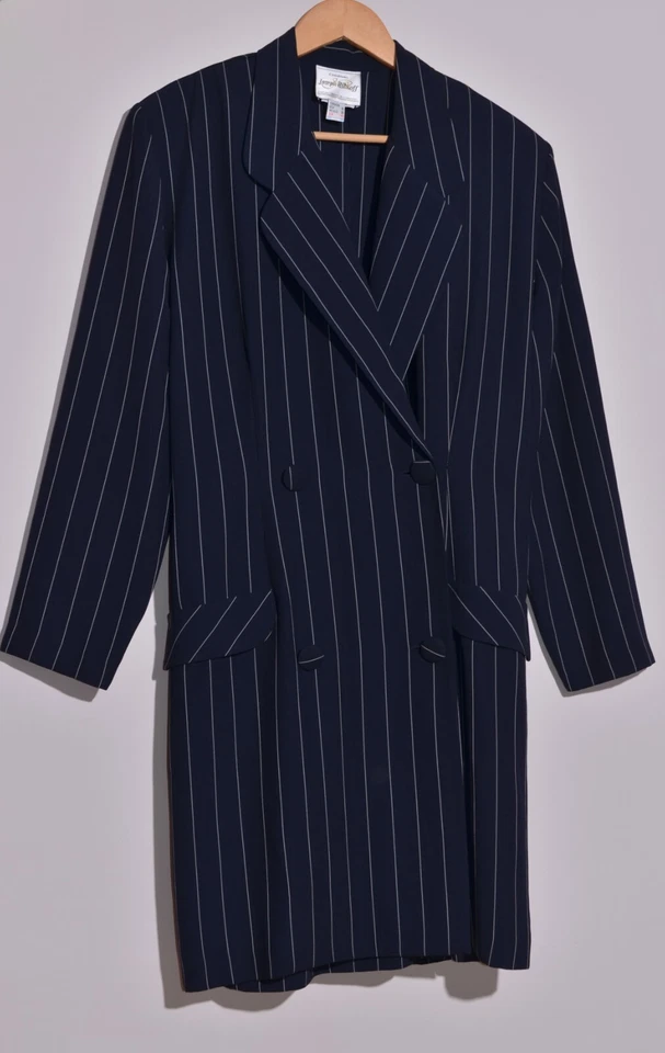 Vintage Joseph Ribkoff Women's Lightweight Coat Bavy Blue Shorts Inside Sz UK18 - Image 2 of 4