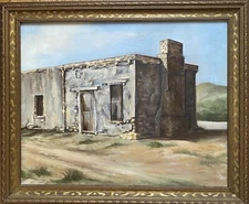 Western Art Oil Painting-SW Adobe-Manner Early Texas Artist Clara Pancoast