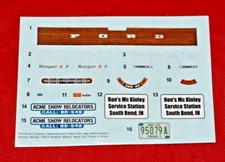 Moebius Models 72 Ford Ranger F-250 4X4 Decal Sheet 1/25