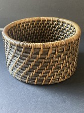 Handcrafted Woven Basket Round Brown Coiled Storage Trinket Farmhouse 3.5  x 5  