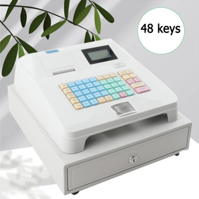 Electronic Cash Register LED for Retail and Catering with Drawer and 48 Keys