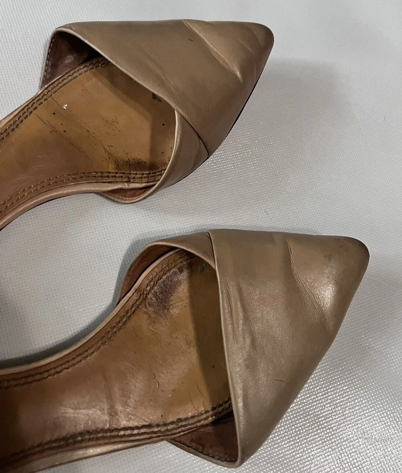 Zapatos planos Tory Burch Viv de cuero marrón desnudo D'orsay en punta para mujer talla 8M Foto 4 de 4