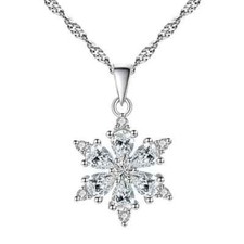 Fashion Lucky Snowflake Necklace Pendant Cubic zirconia Christmas Gift Women New
