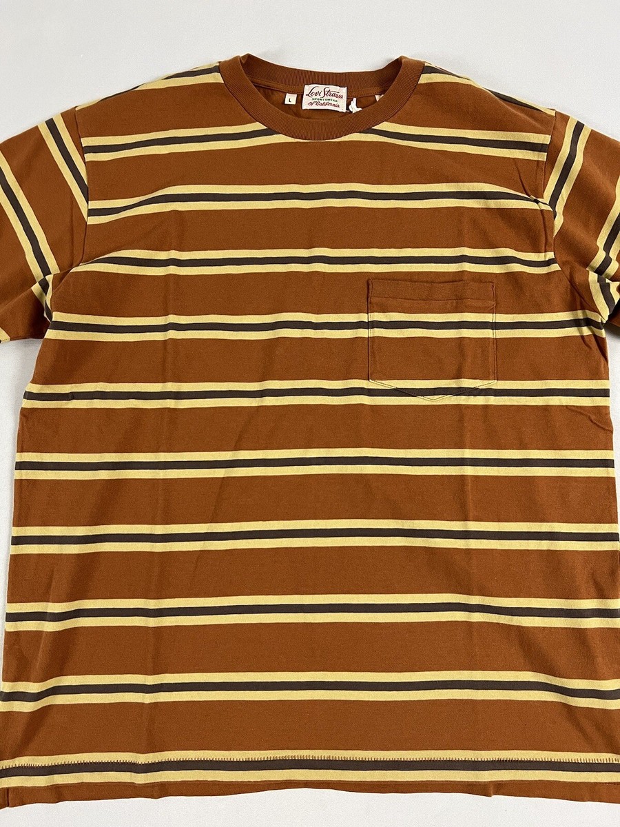 LEVIS VINTAGE CLOTHING LVC 1940'S SPLIT HEM T-SHIRT STRIPE BROWN
