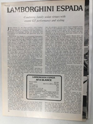 LLLArt53 Vintage Article Road Test 1969 Lamborghini Espada RTA 1970 4 page