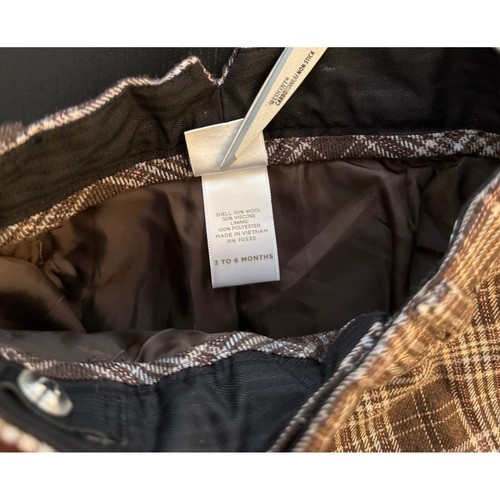 Janie and Jack Baby Plaid Club Pant Boys 3-6m Brown Wool Blend Resort Chino - Picture 6 of 9