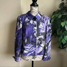 Basler Vintage Shimmer Abstract Design Blazer Purple Sz 8