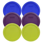 Pyrex 7201-PC 6" (2) Blue (2) Purple (2) Green Storage Lids 6PK for 4 Cup Bowl