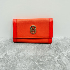 Bvlgari Bulgari Orange All Leather Gold Logo 6 Ring Key Case Pouch Women  s Unise