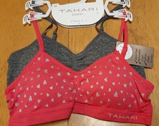 NWT Tahari Girl 2 pack Size Medium 27-29 Youth Pull over Soft Sport Bras 8-10